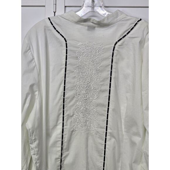 Autograph Woman Boho Embroidered Ribbon Detail Collarless Button Up Blouse SZ 3X - Picture 3 of 6